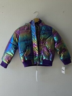 DKNY Girls' Iridescent Purple Puffer Jacket